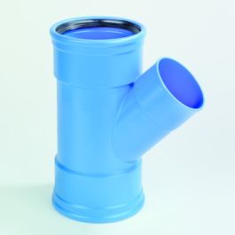 DykaSono PVC Verloop T-stuk 110x50mm 2x mof/ 1x lijmmof 45° blauw