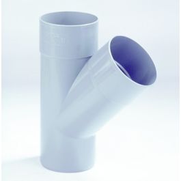 PVC T-stuk 70mm 2x mof/ spie 45° grijs