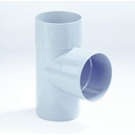 PVC T-stuk 70mm 2x mof/ spie 87,5° grijs