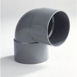 PVC Korte bocht 75mm 2x lijmmof 90° grijs