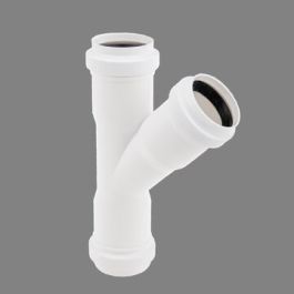 PP T-stuk 32mm 3x mof 45° wit