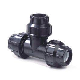 Plas-Fit PP T-stuk 32mm PN16 KIWA 3x knel 90° zwart