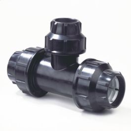 Plas-Fit PP Verloop T-stuk 40x32mm PN16 KIWA 3x knel 90° zwart