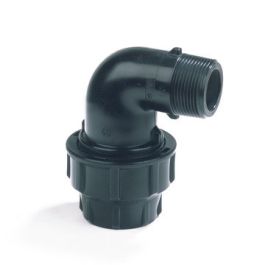Plas-Fit PP Overgangsknie 40mm x 1 1/4" PN16 KIWA knel /budr 90° zwart