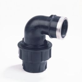 Plas-Fit PP Overgangsknie 16mm x 1/2" PN16 KIWA knel/bidr 90° zwart