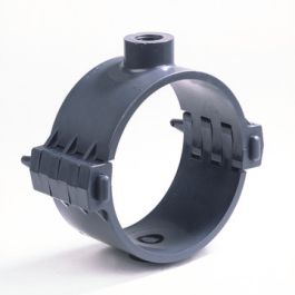 PVC Aanboorzadel KIWA PN10 125mm x 1/2" binnendraad donkergrijs