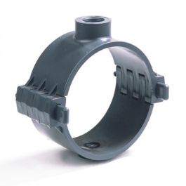 PVC Aanboorzadel KIWA PN10 125mm x 1" binnendraad donkergrijs
