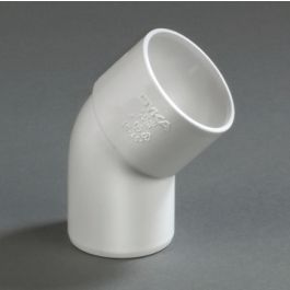 PVC Bocht 32mm lijmmof/ spie 45° wit