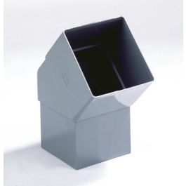 PVC Vierkante bocht 80x80mm lijmmof/ verjongd spie 45° grijs