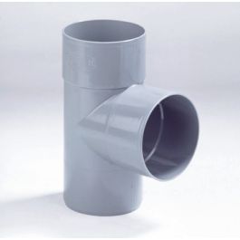 PVC T-stuk 70mm 2x mof/ spie 87,5° grijs