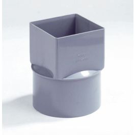 PVC Verloopstuk vierkant op rond 80x80mm lijmmof/verjongd spie grijs