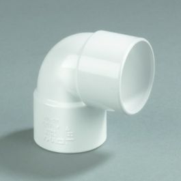 PVC Korte bocht 50mm 2x lijmmof 90° wit