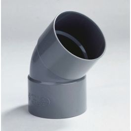 PVC Bocht 90mm 2x lijmmof 45° grijs