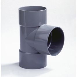 PVC T-stuk 90mm 3x lijmmof 90° grijs