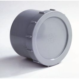 PVC Eindstuk met schroefdeksel passend in de lijmmof 200mm spie grijs