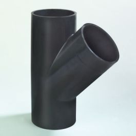 PE T-stuk 200mm 45° zwart