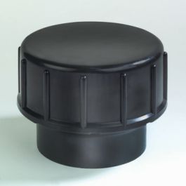 PE Eindstuk met schroefdeksel lang 50mm zwart