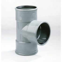 PVC T-stuk SN4 200mm 3x mof 90° grijs