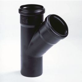PP T-stuk 125mm 2x mof/spie 45° zwart