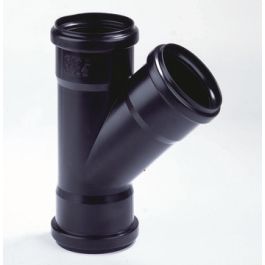 PP T-stuk 40mm 3x mof 45° zwart