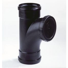 PP Ontstoppingsstuk met schroefdeksel 125mm 2x mof zwart