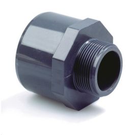 PVC Verloop 75- 90mm x 3" PN16 lijmmof-spie/ buitendraad grijs