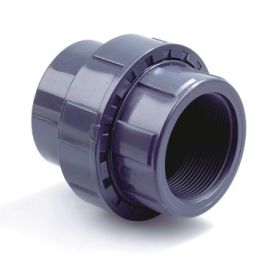 PVC Driedelige koppeling 40mm x 1 1/4" PN16 lijmmof/bidri donkergrijs