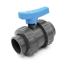 PVC Kogelkraan PN16 16mm 2x kraagbus grijs