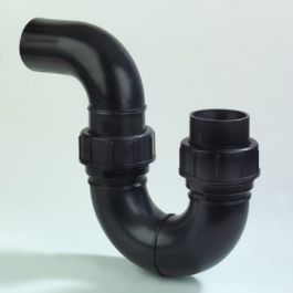 PE P-Sifon met kraagbus 110mm zwart