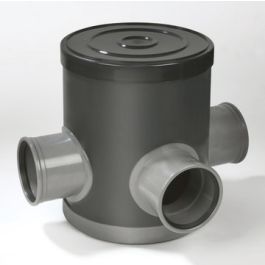 PVC Controleput 315mm 125x125x125mm 3x mof grijs H=400mm
