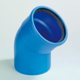 DykaSono PVC Bocht 125 mm mof/ spie 45° blauw