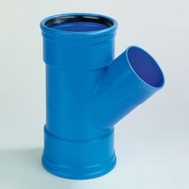 DykaSono PVC Verloop T-stuk 110x50mm 2x mof/ 1x lijmmof 45° blauw