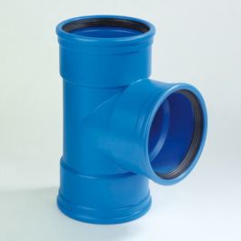 DykaSono PVC T-stuk 125mm 3x mof 87,5° blauw