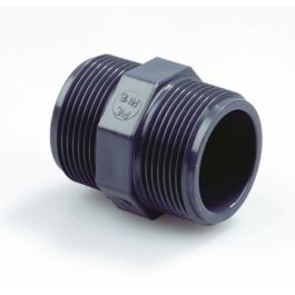 PVC Dubbele nippel 1" PN16 2x buitendraad grijs
