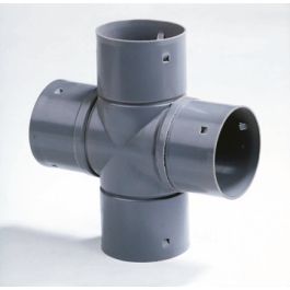 PVC Kruisstuk 65mm 4x klikmof grijs