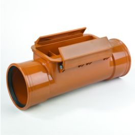 PVC Ontstoppingsstuk met stroomdeksel 125mm 2x mof roodbruin