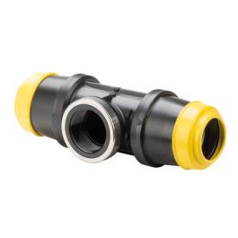 Hawle T-stuk nr. K 6525 20mm x 1/2" binnendraad GAS 90° wit