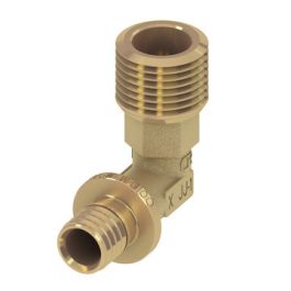 TECEflex Messing Overgangsknie 16mm x 1/2" pers/ buitendraad 90°