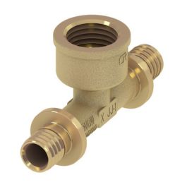 TECEflex Messing T-stuk 16mm x 1/2" 2x pers/ binnendraad 90°