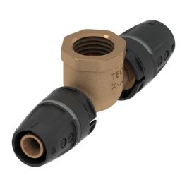 TECElogo Brons T-stuk 63mm x 1 1/2" 2x push-fit/ binnendraad 90°