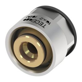 TECElogo Messing Overgangskoppeling 16mm x 3/4" push-fit/ Euro-conus