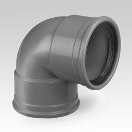 PVC Bocht 90mm 2x mof 90° grijs
