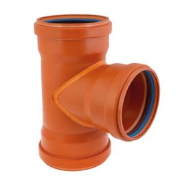 Solydo T-stuk 250mm SN8 3x mof 90° roodbruin