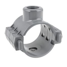 PVC Aanboorzadel 90mm x 3/4" binnendraad KIWA PN10 donkergrijs