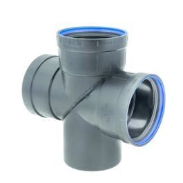 PP+ Dubbel T-stuk 110mm 3 x mof 90° zwart