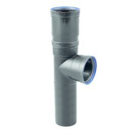 PP+ Verlengde Closet Stroom T-stuk 110mm 2 x mof 90° Zwart