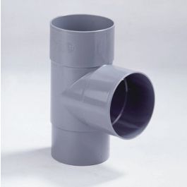 PVC T-stuk 60mm 2x mof/ verjongd spie 85° grijs
