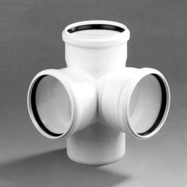 DykaStil Dubbel haaks T-stuk 110mm 3x mof/ 1x spie 87° wit