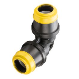 Hawle Knie nr. K 6425 25mm GAS 90° zwart met gele ring