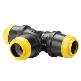 Hawle T-stuk nr. K 6555 25mm GAS 90° zwart met gele ring